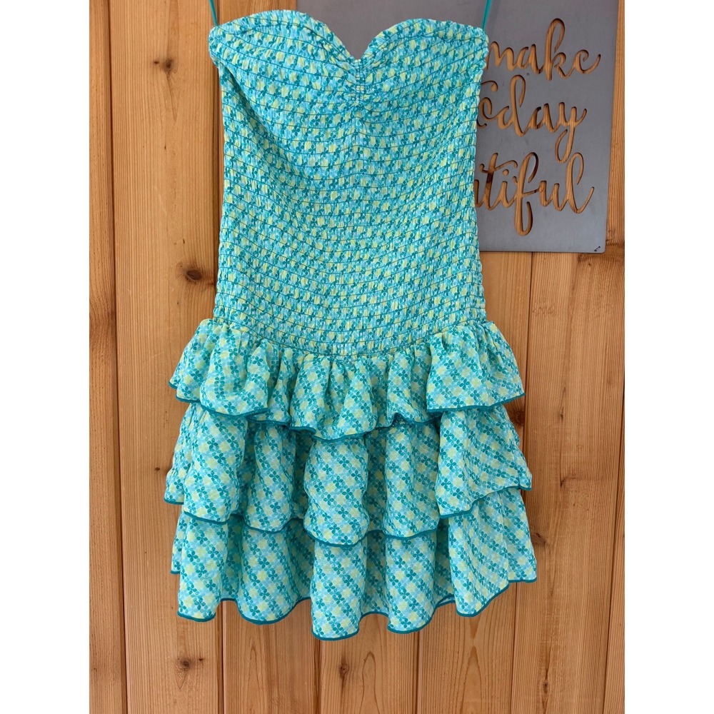 Aeropastale Sweetheart Strapless Smock Ruffle Mini Dress Size Large